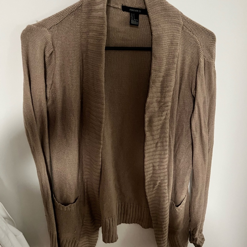 Forever 21 Tan Open-Front Sweater